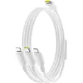 Baseus Silky 3-i-1 USB-C til Lightning, USB-C, MicroUSB hurtigladingskabel - 100 W/1,5 m - hvit