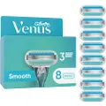 Gillette Venus Smooth, Kvinner, Gillette, Vinus Smooth, Blå, Hvit, 8 stykker