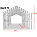 TOOLPORT 8x24 m telthall, PVC-presenning, grå, med statikk (betongunderlag)