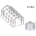TOOLPORT 5x10 m telthall, PRIMEtex-PVC-presenning, mørkegrønn, med statikk (betongunderlag)