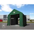 TOOLPORT 4x8 m telthall, PRIMEtex-PVC-presenning, mørkegrønn, med statikk (betongunderlag)