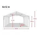 TOOLPORT 6x12 m telthall, PVC-presenning, grå, med statikk (jordunderlag)