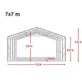 TOOLPORT 7x7 m telthall, PVC-presenning, grå, med statikk (jordunderlag)