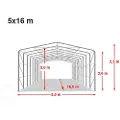 TOOLPORT 5x16 m telthall, PVC-presenning, grå, med statikk (betongunderlag)
