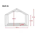 TOOLPORT 4x4 m partytelt, PVC-presenning, grå-hvit, med bunnramme
