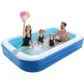 Vevor Oppblåsbart Basseng, 3000 x 1702 x 508 mm Stort Oppblåsbart Svømmebasseng, Familievennlige Store Svømmebassenger med Reparasjonslapper, Oppblåsbare Bassenger for Barn, Voksne, Familie, Innendørs