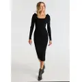 Victorio & Lucchino , V&L for woman. 340298098 Knitted midi dress with puffed sleeves black (S), Casual, Viscose, Long sleeve