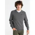 LOIS Jeans for man. 171473125 V-neck basic knitted pullover grey (S), Casual, Cotton, Long sleeve