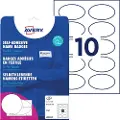 Avery Navneskilte Avery 85x50 mm, ovale, hvid, klæber på tøj, til inkjet-printere - (20 ark x 10 stk.)