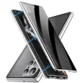 Mtp Products Samsung Galaxy S23 Ultra 5G Magnetisk Deksel med Herdet Glass - Privacy - Sølv