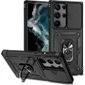 Mtp Products Samsung Galaxy S23 Ultra 5G Hybrid-deksel med Roterende Ring med Kameraskjold - Svart