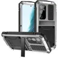 R-Just Samsung Galaxy S25+ Premium-deksel med kickstand og skjermbeskytter i herdet glass - Sølv