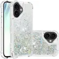 Mtp Products iPhone 17 Glitter Quicksand TPU-deksel - Sølvhjerter