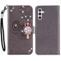 Mtp Products Samsung Galaxy S24 FE Ugle Rhinestone Lommebok-deksel - grå