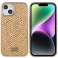 Mtp Products Fierre Shann Elektroplettert iPhone 14 Plus Belagt Deksel - Slangeskinn - Lysebrun