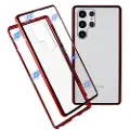 Mtp Products Samsung Galaxy S22 Ultra 5G Magnetisk Deksel med Herdet Glass - Rød
