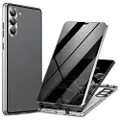 Mtp Products Samsung Galaxy S24 Magnetisk Deksel med Herdet Glass - Privacy - Sølv