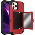Mtp Products iPhone 12 Pro Max Hybrid-deksel med Speil og Kortholder - Rød