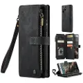 CASEME C30 Multifunksjonell Samsung Galaxy S22 Ultra 5G Lommebok-deksel - Svart