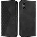Mtp Products Sony Xperia 10 VI Rhombusmønster lommebokveske med magnetisk lukking - svart