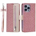 Mtp Products iPhone 16 Pro Max Lace Pattern Lommebok-deksel - Roségull