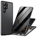 Mtp Products Samsung Galaxy S24 Ultra Magnetisk Deksel med Herdet Glass - Privacy - Svart
