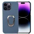 Mtp Products iPhone 14 Pro Max Lær Belagt Deksel med Ringholder - Blå