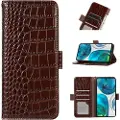 Mtp Products Crocodile Series Motorola Moto G73 Lommebok-deksel i Lær med RFID - Brun