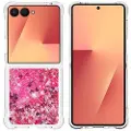 Mtp Products Samsung Galaxy Z Flip7 Glitter Quicksand TPU-deksel - Rosa hjerter