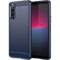 Mtp Products Sony Xperia 10 V Børstet TPU-deksel - Karbonfiber - Blå