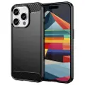 Mtp Products iPhone 15 Pro Børstet TPU Deksel - Karbonfiber - Svart