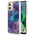 Mtp Products Motorola Moto G54 Marble Pattern Electroplated IMD TPU-deksel - Lilla