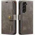 DG Ming 2-i-1 Samsung Galaxy S23 5G Avtakbart Lommebok-deksel I Lær - Grå