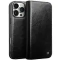 Qialino iPhone 16 Pro Classic Lommebok-deksel I Lær - Svart