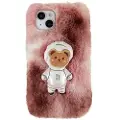 Mtp Products 3D Plush Furry Winter iPhone 14 Plus TPU-deksel - Brunbjørn