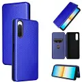 Mtp Products Sony Xperia 10 IV Flip-deksel med Kortholder - Karbonfiber - Blå