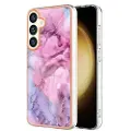 Mtp Products Samsung Galaxy S25 Marble Pattern Electroplated IMD TPU-deksel - Blå / Rosa