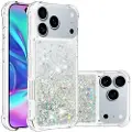 Mtp Products iPhone 17 Pro Glitter Quicksand TPU-deksel - Sølvhjerter