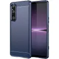 Mtp Products Sony Xperia 1 V Børstet TPU Deksel - Karbonfiber - Blå