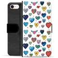 Mtp Products iPhone 7/8/SE (2020)/SE (2022) Premium Lommebok-deksel - Hjerter
