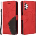Mtp Products Bi-Color Series Samsung Galaxy A32 5G/M32 5G Lommebok-deksel - Rød