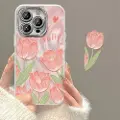 Mtp Products iPhone 15 Pro Max TPU-deksel med tulipanmønster - rosa