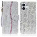 Mtp Products iPhone 16 Stilig glitter lommebokveske - Sølv