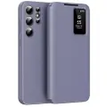 Mtp Products Samsung Galaxy S22 Ultra 5G Smart Clear View Flip-etui med kortspor - grå-lilla