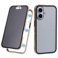 Mtp Products iPhone 16 Magnetisk Deksel med Herdet Glass - Privacy - Gull