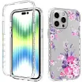 Mtp Products Sweet Armor Series iPhone 14 Pro Max Hybrid-deksel - Rosa blomster