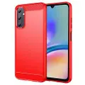 Mtp Products Samsung Galaxy A05s Børstet TPU Deksel - Karbonfiber - Rød