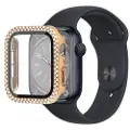 Mtp Products Rhinestone Dekorative Apple Watch Series 9/8/7 Deksel med Skjermbeskytter - 45mm - Gull