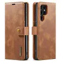 DG Ming 2-i-1 Samsung Galaxy S23 Ultra 5G Avtakbart Lommebok-deksel I Lær - Brun