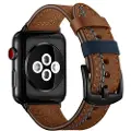 Mtp Products Apple Watch Series Ultra 3/2/Ultra/11/10/9/8/SE 3/(2022)/7/SE/6/5/4/3/2/1 Stitched Lærrem - 49mm/45mm/44mm/42mm - Brun
